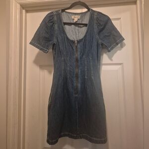 Madewell Denim Darted Mini Front zip Dress in Pixie Wash Size 00